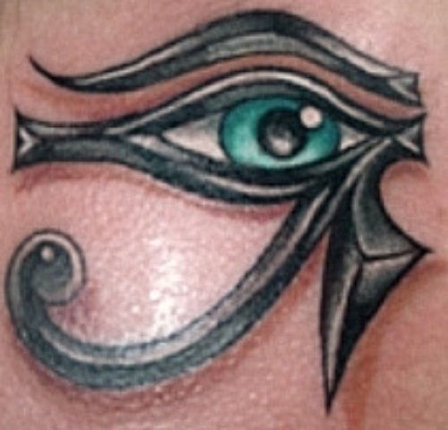 Wonderful Grey Ink Horus Eye Tattoo Design